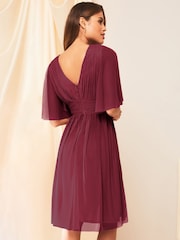 Lipsy Red Empire Short Sleeve Bridesmaid Midi Dress - Image 2 of 4