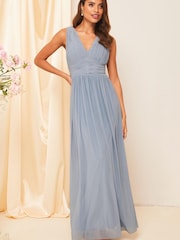 Lipsy Blue Empire Sleeveless Bridesmaid Maxi Dress - Image 1 of 4