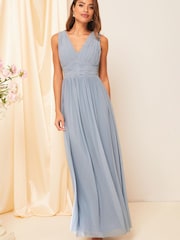 Lipsy Blue Empire Sleeveless Bridesmaid Maxi Dress - Image 3 of 4