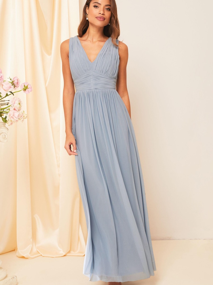 Bleu - Robe longue de demoiselle d’honneur Lipsy Empire Sans manche - Image 3 of 4