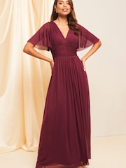 Lipsy Red Empire Short Sleeve Bridesmaid Maxi Dress - Image 1 of 4