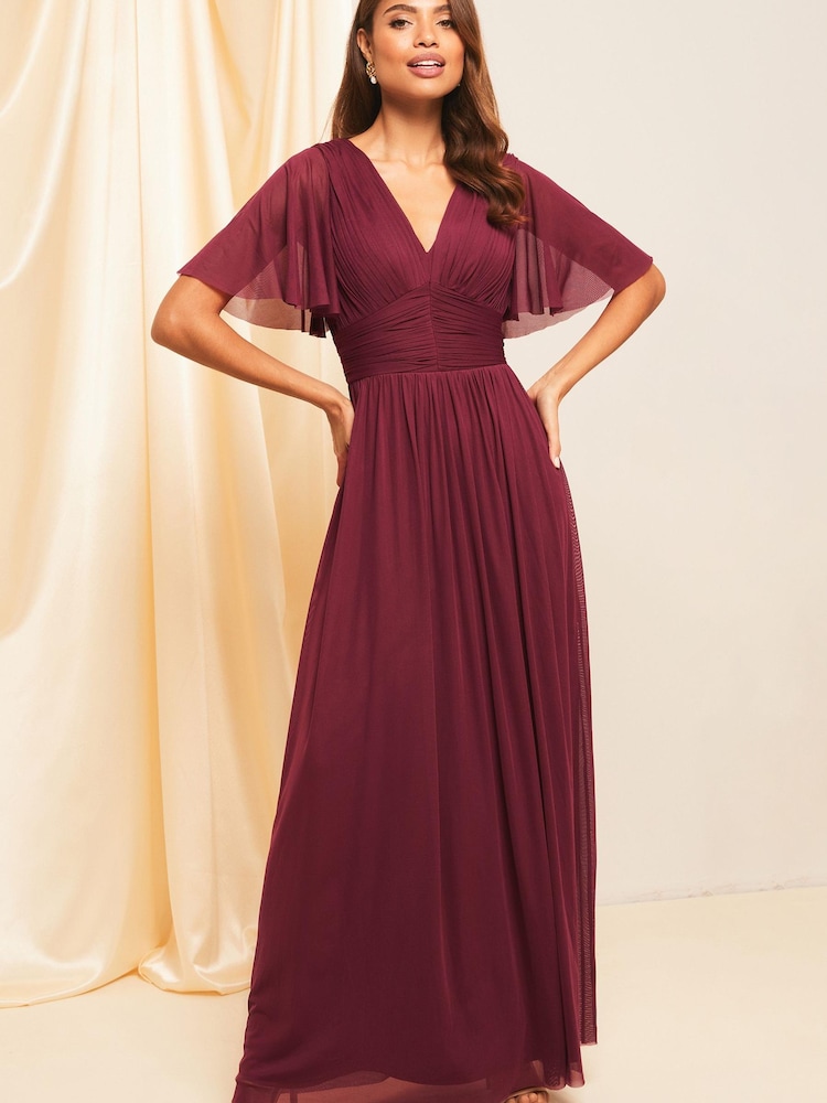 Lipsy Red Empire Short Sleeve Bridesmaid Maxi Dress - Image 1 of 4