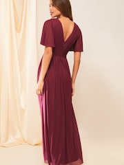Lipsy Red Empire Short Sleeve Bridesmaid Maxi Dress - Image 2 of 4