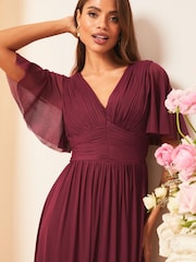 Lipsy Red Empire Short Sleeve Bridesmaid Maxi Dress - Image 4 of 4