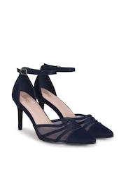 Mornarsko modra - Stiletto peta z mrežastim sprednjim detajlom Linzi Serri Court - Slika 3 iz 4
