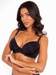 Pour Moi Black Padded Flora Plunge Push Up T Shirt Bra - Image 1 of 5