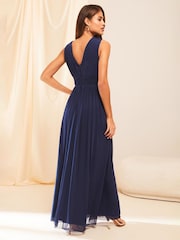 Lipsy Navy Empire Sleeveless Bridesmaid Maxi Dress - Image 3 of 4
