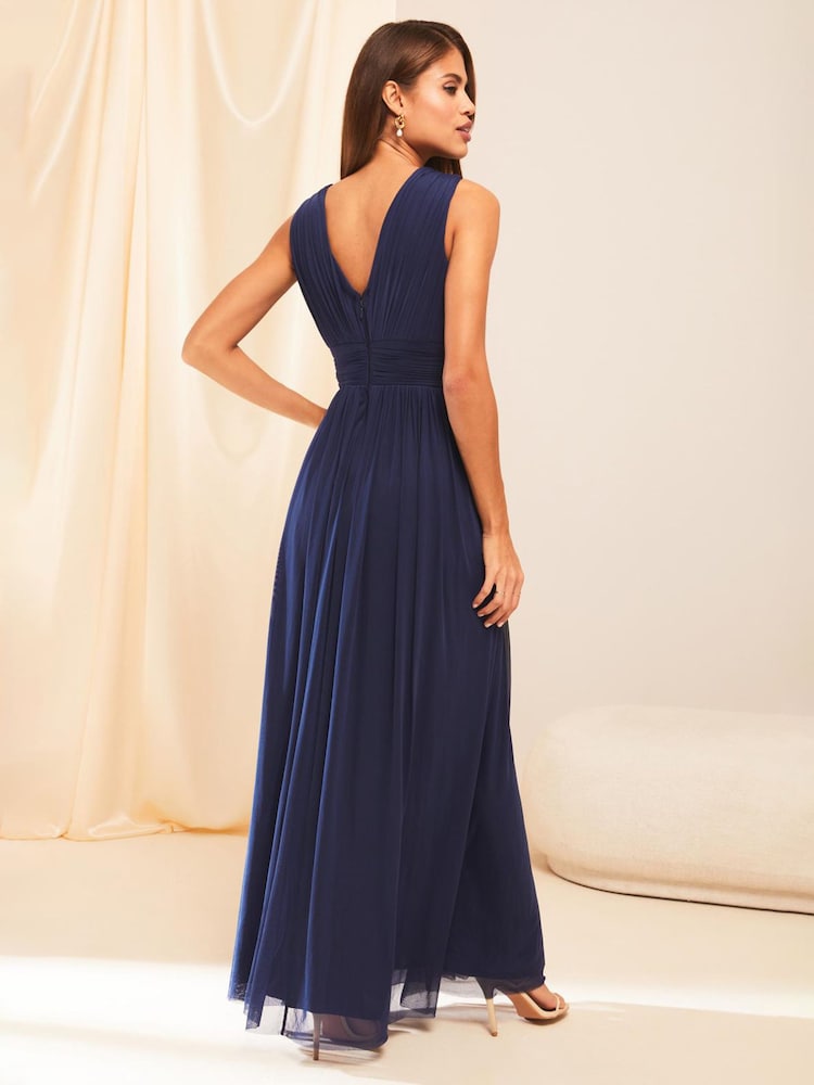 marine - Robe longue de demoiselle d’honneur Lipsy Empire Sans manche - Image 3 of 4