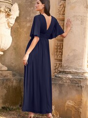 Lipsy Navy Empire Short Sleeve Bridesmaid Maxi Dress - Image 2 of 4