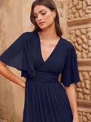 Lipsy Navy Empire Short Sleeve Bridesmaid Maxi Dress - Image 4 of 4