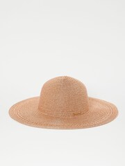 Lipsy Rose Gold Oversized Straw Floppy Hat - Image 3 of 4