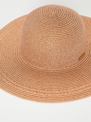 Lipsy Rose Gold Oversized Straw Floppy Hat - Image 4 of 4