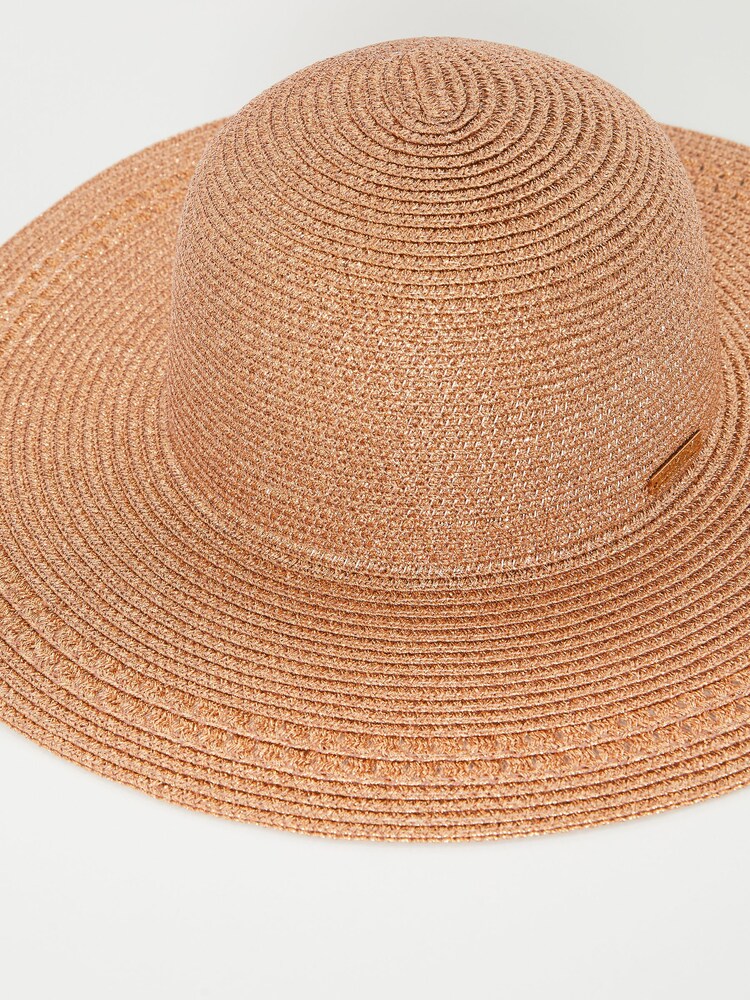 Lipsy Rose Gold Oversized Straw Floppy Hat - Image 4 of 4
