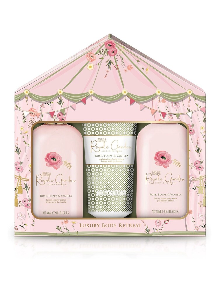 Baylis & Harding Royale Garden Rose, Poppy  Vanilla Luxury Trio Bathing Gift Set - Image 1 of 5