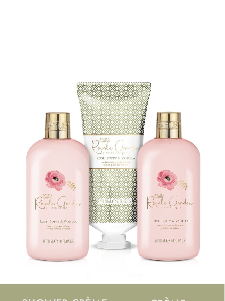 Baylis & Harding Royale Garden Rose, Poppy  Vanilla Luxury Trio Bathing Gift Set - Image 2 of 5