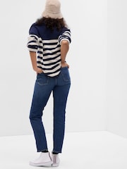 Темно-синий индиго - Джинсы прямого кроя с завышенной талией Gap Cheeky - Image 5 of 6