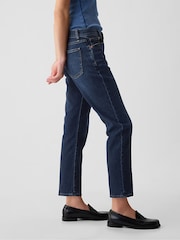 Gap Dark Wash Blue Mid Rise Slim Fit Ankle Length Girlfriend Jeans - Image 3 of 8