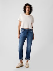 Gap Blue Mid Rise Slim Fit Ankle Length Girlfriend Jeans - Image 5 of 9