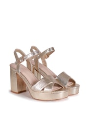 Linzi Gold PU Verony Strappy Studded Block Heeled Sandal - Image 2 of 4