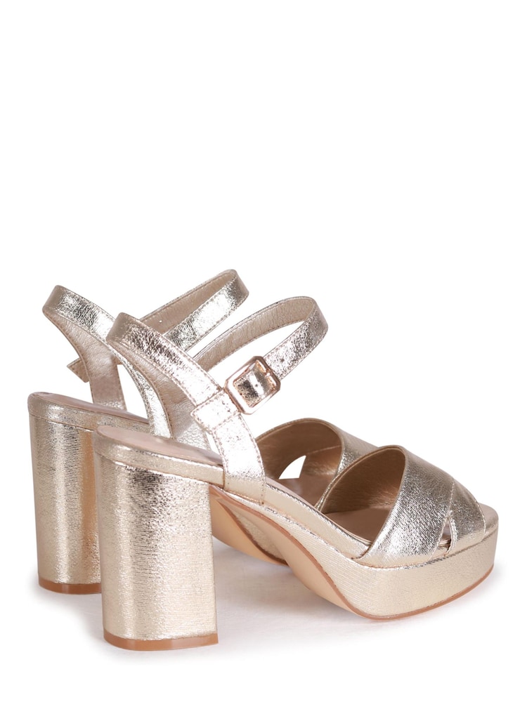 Linzi Gold PU Verony Strappy Studded Block Heeled Sandal - Image 4 of 4