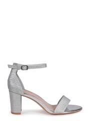 Linzi Silver Francine Open Toe Closed Back Block Heeled Sandal - Image 1 of 3