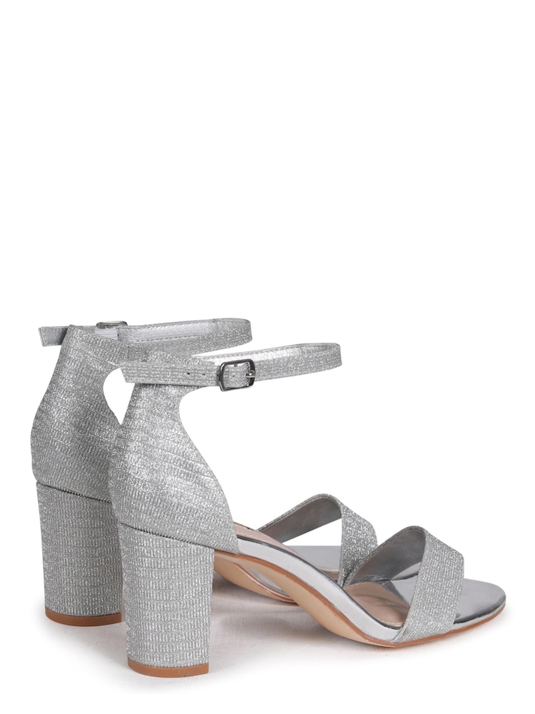 Linzi Silver Francine Open Toe Closed Back Block Heeled Sandal - Image 3 of 3 Linzi Silver Francine Open Toe Closed Back Block Heeled Sandal - Image 3 of 3