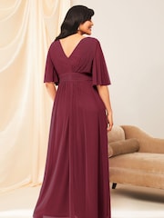 Lipsy Burgundy Red Curve Empire Short Sleeve Bridesmaid Maxi Dress - Image 2 of 4