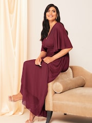 Lipsy Burgundy Red Curve Empire Short Sleeve Bridesmaid Maxi Dress - Image 3 of 4