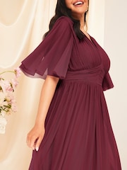 Lipsy Burgundy Red Curve Empire Short Sleeve Bridesmaid Maxi Dress - Image 4 of 4