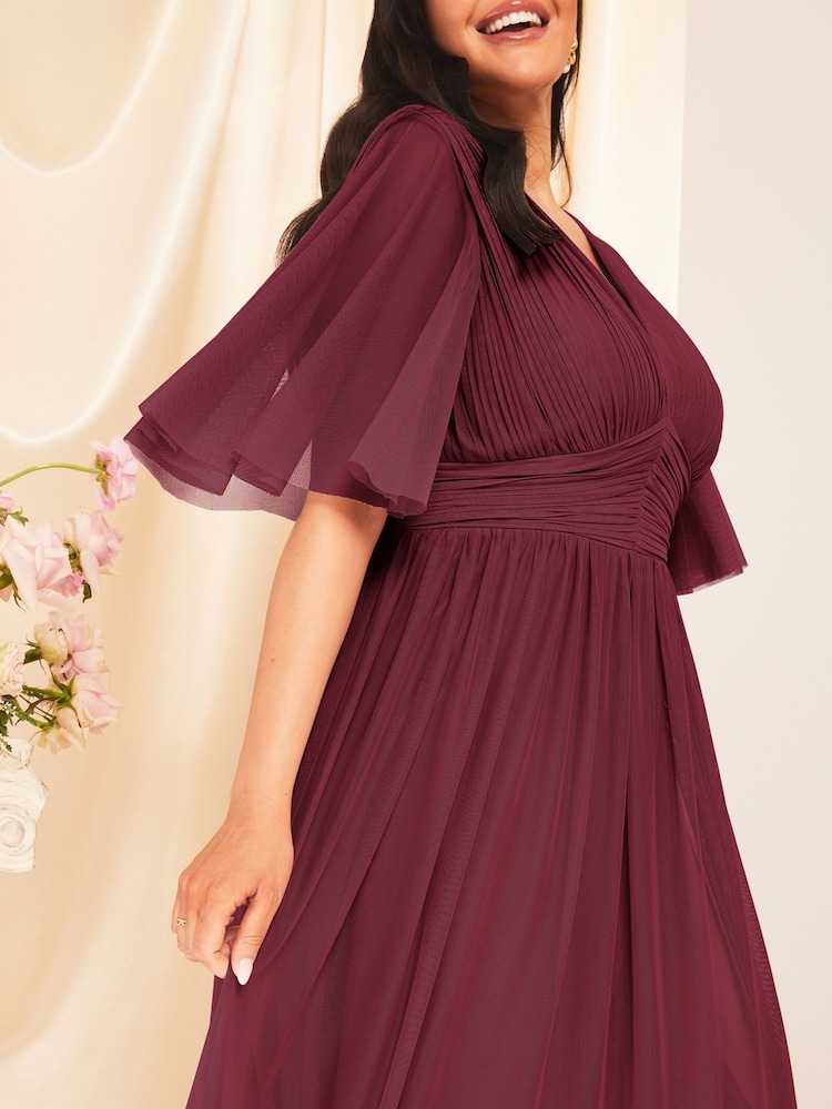 Lipsy Burgundy Red Curve Empire Short Sleeve Bridesmaid Maxi Dress - Image 4 of 4