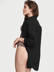 Victoria's Secret Black Oversized Linen Shirt Cover Up - Image 2 of 3