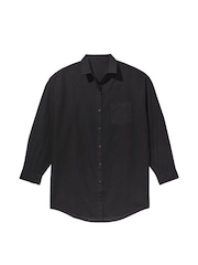 Victoria's Secret Black Oversized Linen Shirt Cover Up - Image 3 of 3