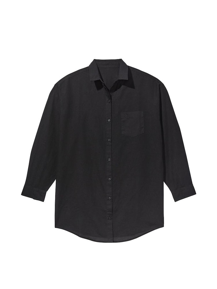 Negro - Victoria's Secret Oversized Linen Shirt Cover Up - Imagen 3 de 3 Negro - Victoria's Secret Oversized Linen Shirt Cover Up - Imagen 3 de 3