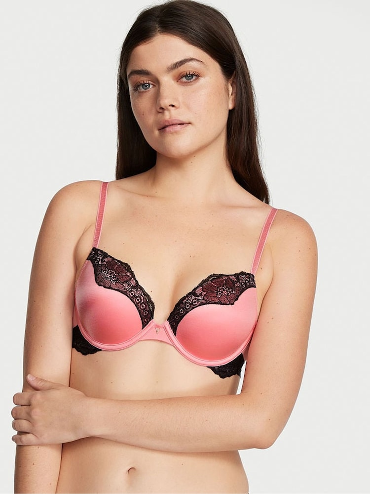 Victoria's Secret Pink Roses Lace Trim Push Up Bra - Image 1 of 1