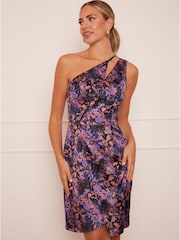 Chi Chi London Black & Purple Cut Out Midi Dress - Image 3 of 4