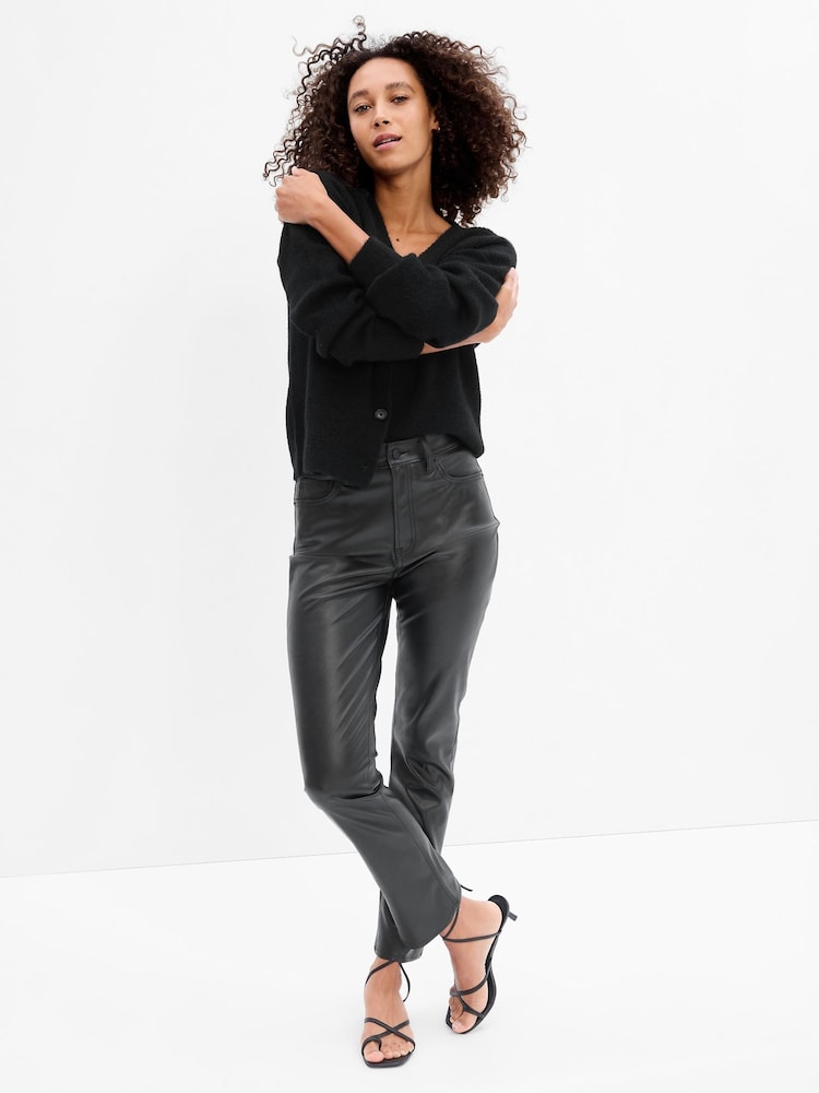 Gap Black High Waisted Slim Faux-Leather Trousers - Image 1 of 6