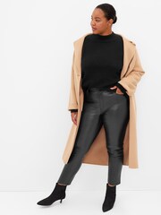Gap Black High Waisted Slim Faux-Leather Trousers - Image 3 of 6