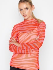 PixieGirl Petite Pink Mesh Long Sleeve Top - Image 3 of 5