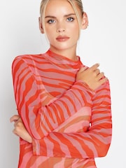 PixieGirl Petite Pink Mesh Long Sleeve Top - Image 5 of 5
