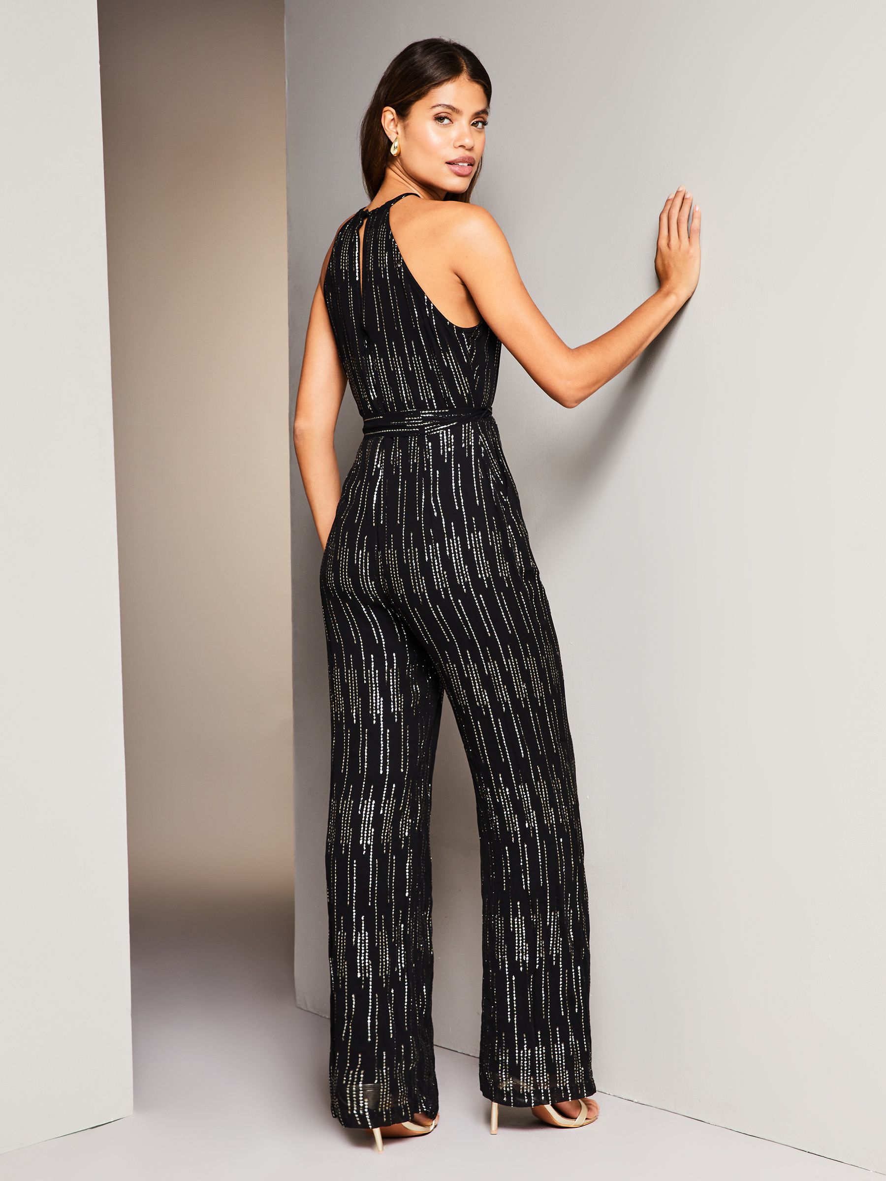 Buy Lipsy Black Petite Metallic Halter Neck Jumpsuit from Next Denmark