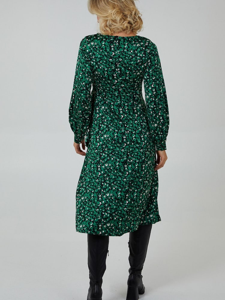 Blue Vanilla Green Draped Waist Wrap Dress - Image 4 of 4