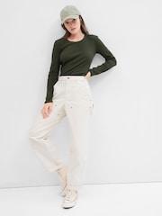 Grün - Gap Langärmeliges Shirt aus Waffelstrick mit Rundhalsausschnitt - Bild 1 von 2