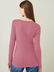 Gap Bright Pink Favourite Long Sleeve Crew Neck T-Shirt - Image 2 of 3