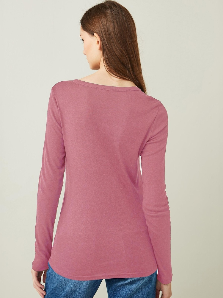Gap Bright Pink Favourite Long Sleeve Crew Neck T-Shirt - Image 2 of 3