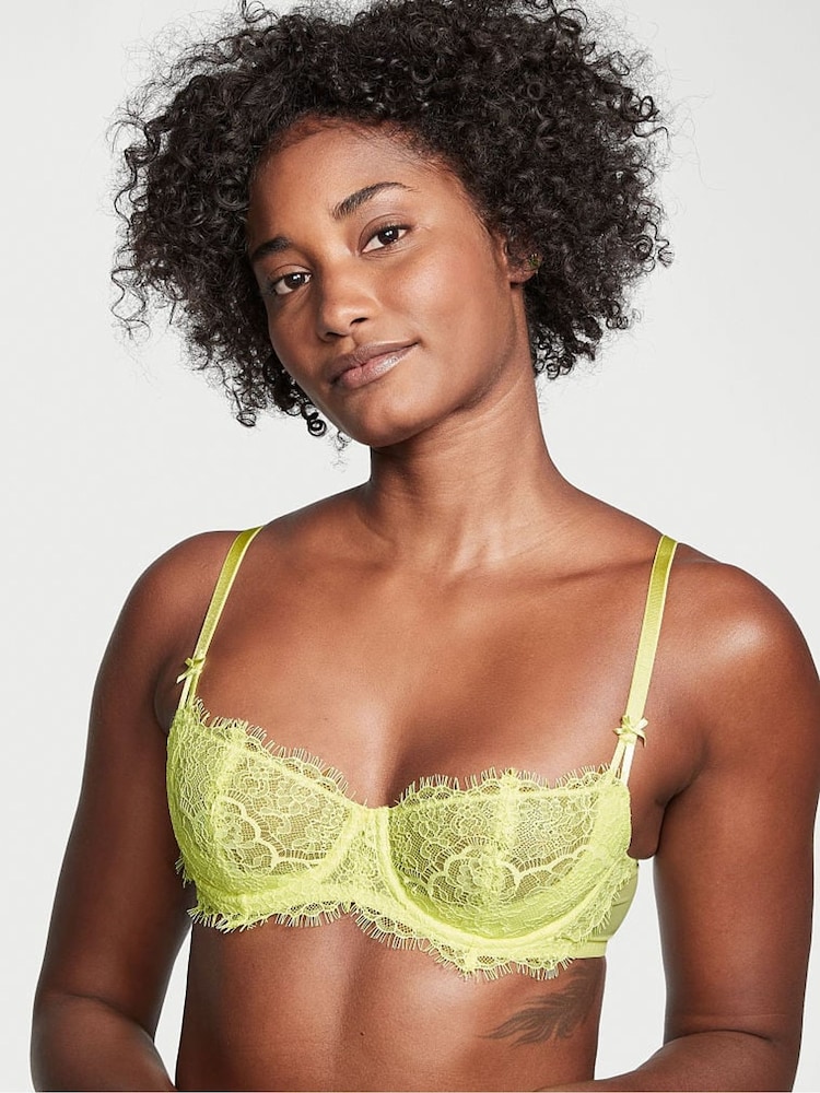 Victoria's Secret Lime Citron Yellow Unlined Balcony Lightly Lined Lace Demi Bra - Image 1 of 1 Victoria's Secret Lime Citron Yellow Unlined Balcony Lightly Lined Lace Demi Bra - Image 1 of 1
