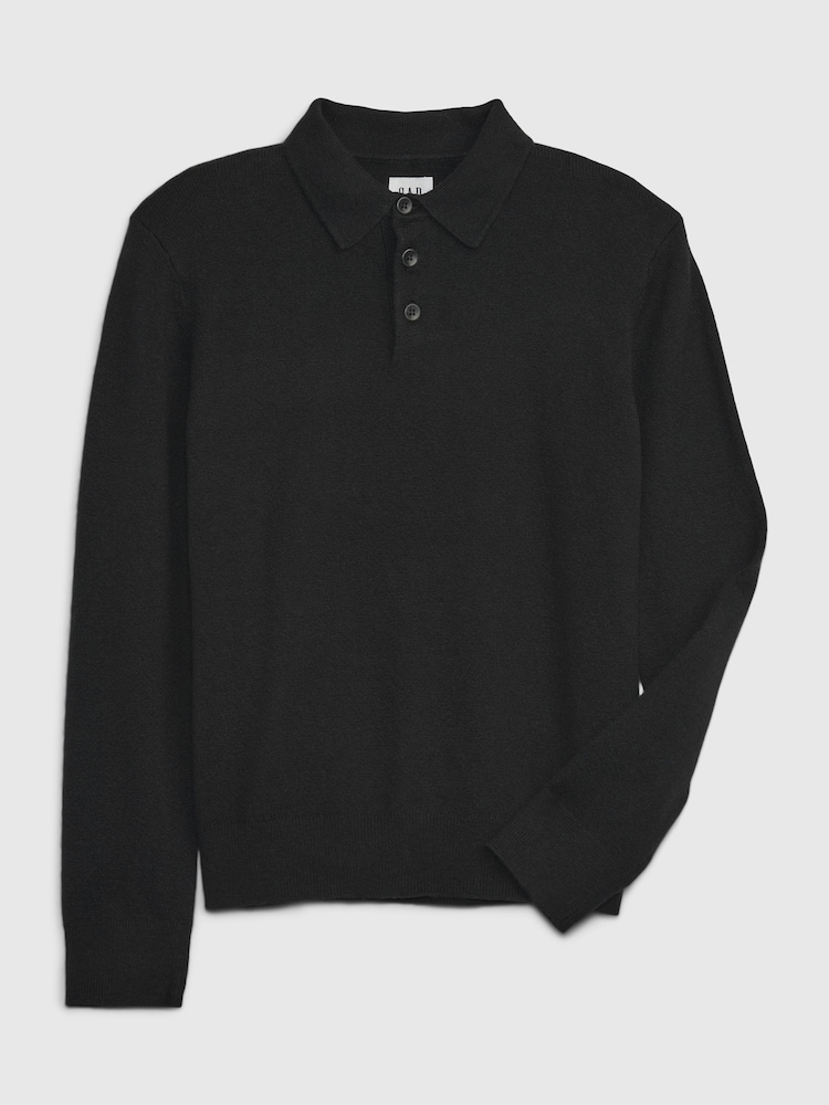 Gap Black Polo Long Sleeve Jumper (4-13yrs) - Image 1 of 1 Gap Black Polo Long Sleeve Jumper (4-13yrs) - Image 1 of 1