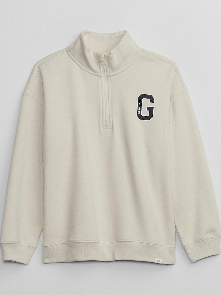 Gap Cream Logo Quarter-Zip Sweatshirt - Image 1 of 1