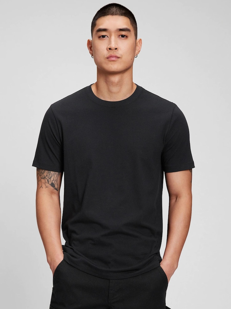 Gap Black Short Sleeve Everyday 100% Cotton Crew Neck T-Shirt - Image 1 of 10
