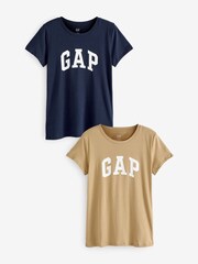 Gap Navy and Beige Logo Short Sleeve Crew Neck T-Shirt 2-Pack - Image 1 of 1