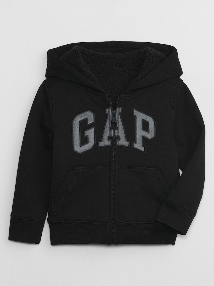 Schwarz - Gap Logo Sherpa Zip Langarm-Hoodie (12Monate-5Jahre) - Bild 1 von 1